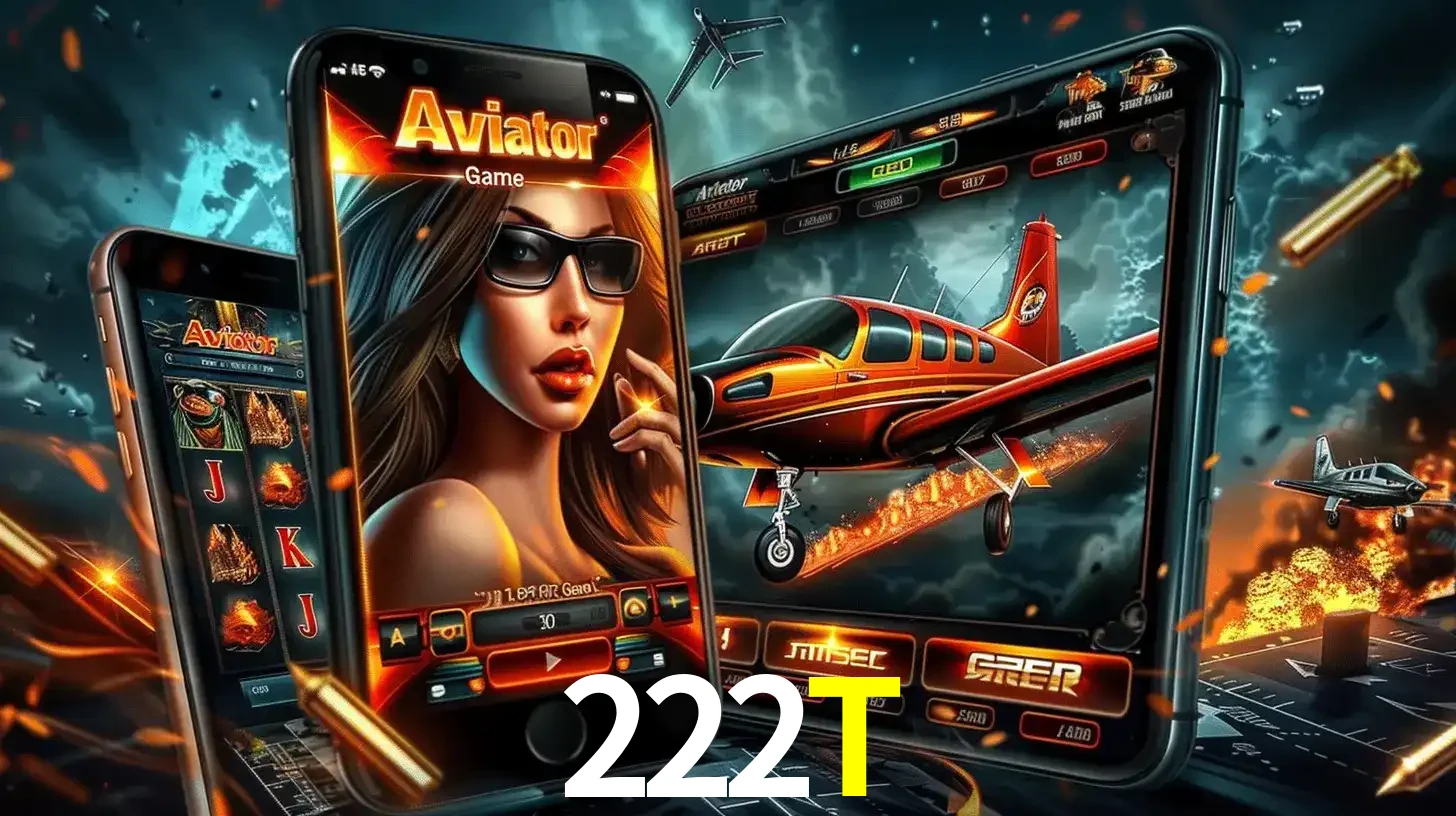O popular jogo de apostas Aviator exibido em vários celulares e tablets, mostrando a interface emocionante e a ação de voo disponíveis para jogar agora no 222T.