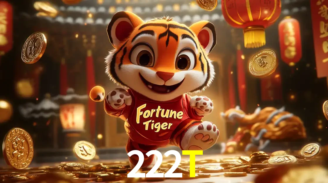 O alegre personagem do Fortune Tiger correndo sobre um caminho de moedas de ouro, simbolizando os grandes prêmios e a diversão do popular jogo de slot do 222T.